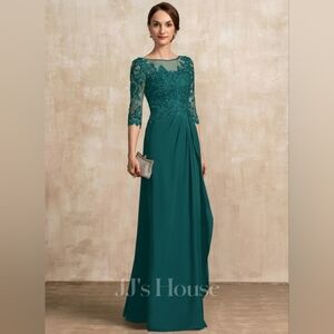 A-line Scoop Illusion Floor-Length Dress